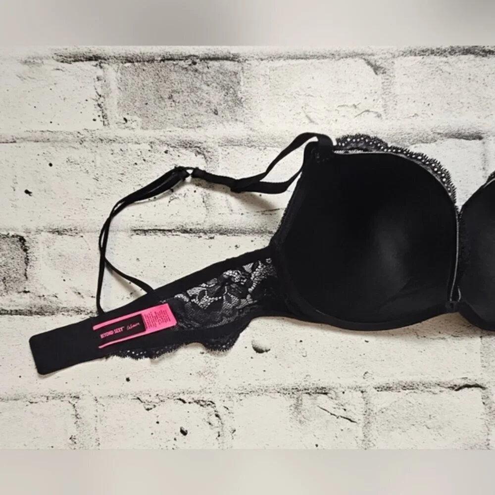 Black Lace Push Up Bra 36C Underwire Padded Sexy Lingerie La Senza